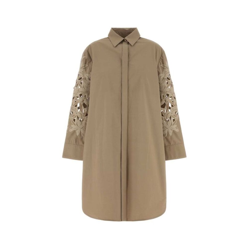 Agnona Women Dove Grey Poplin Shirt Dress